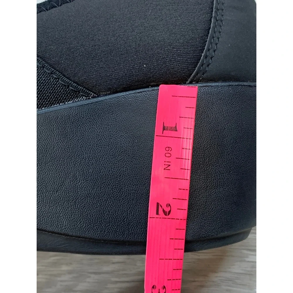 Crocs Women's Busy Day Stretch Skimmer Wedge Black Slip On 10 Casual Shoes